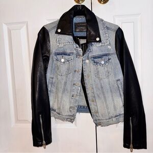 Blank NYC Denim Jacket with leather sleeves